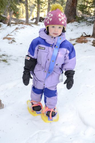 Girl snowshoeing