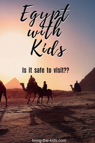 egypt with kids, camels and pyramids