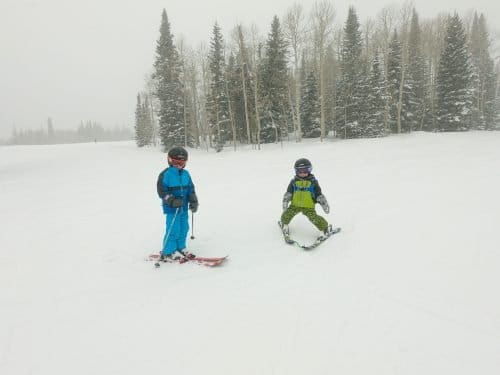 little boys skiing