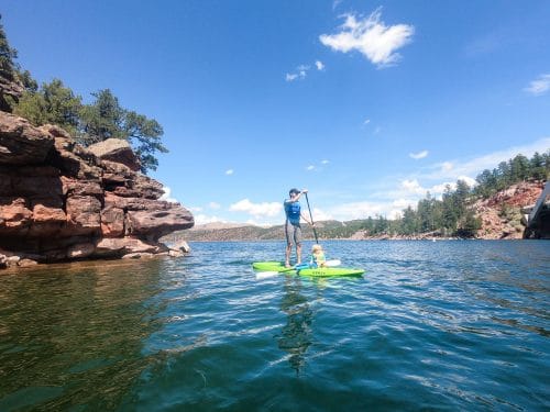 paddleboarding with kids on flaming gorge reservoir