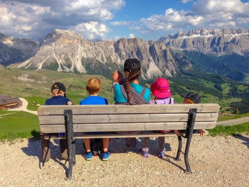 dolomites view with kids