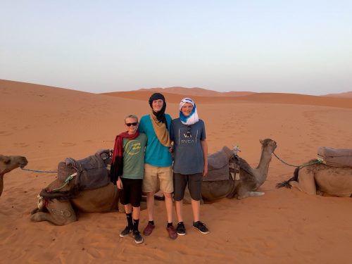 camel riding morocco  with teens