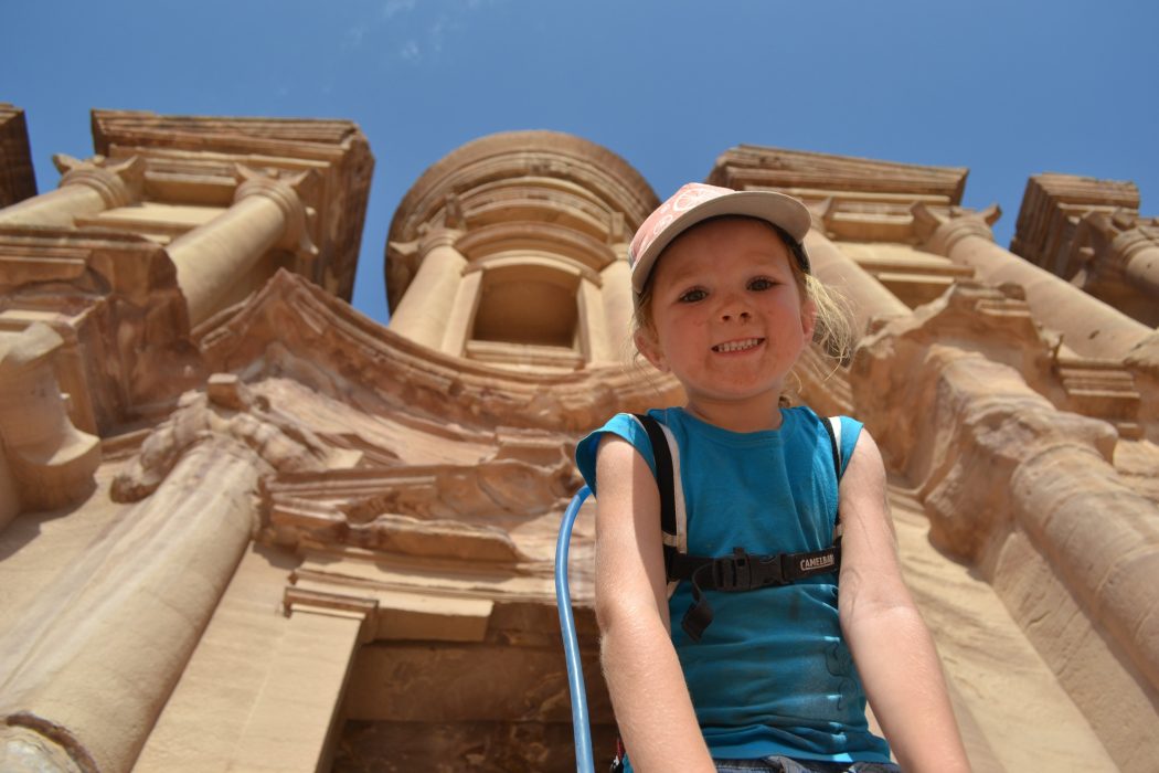 Little girl with camelbak in petra