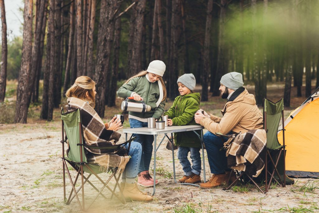 warm family whle camping