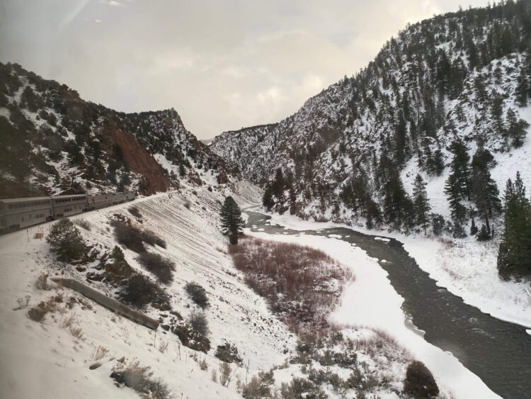 Amtrak in gore canyon colorado 