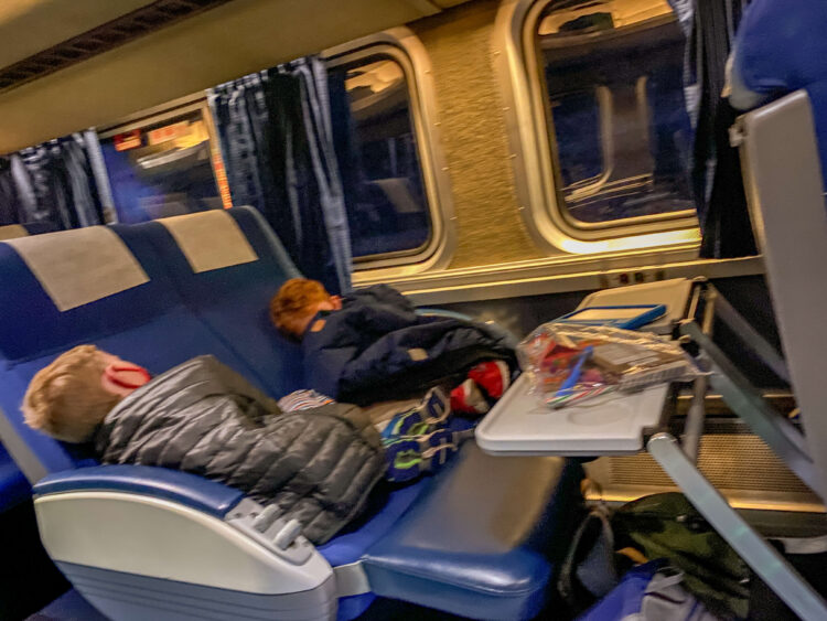 sleeping on amtrak train in coach