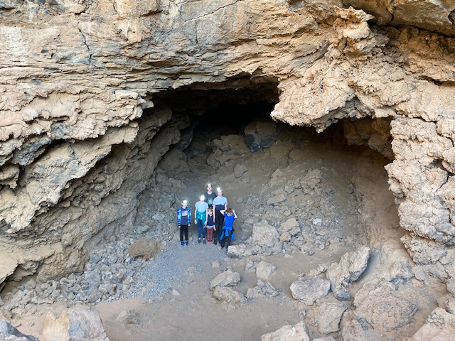 lava tubes snow canyon with kids
