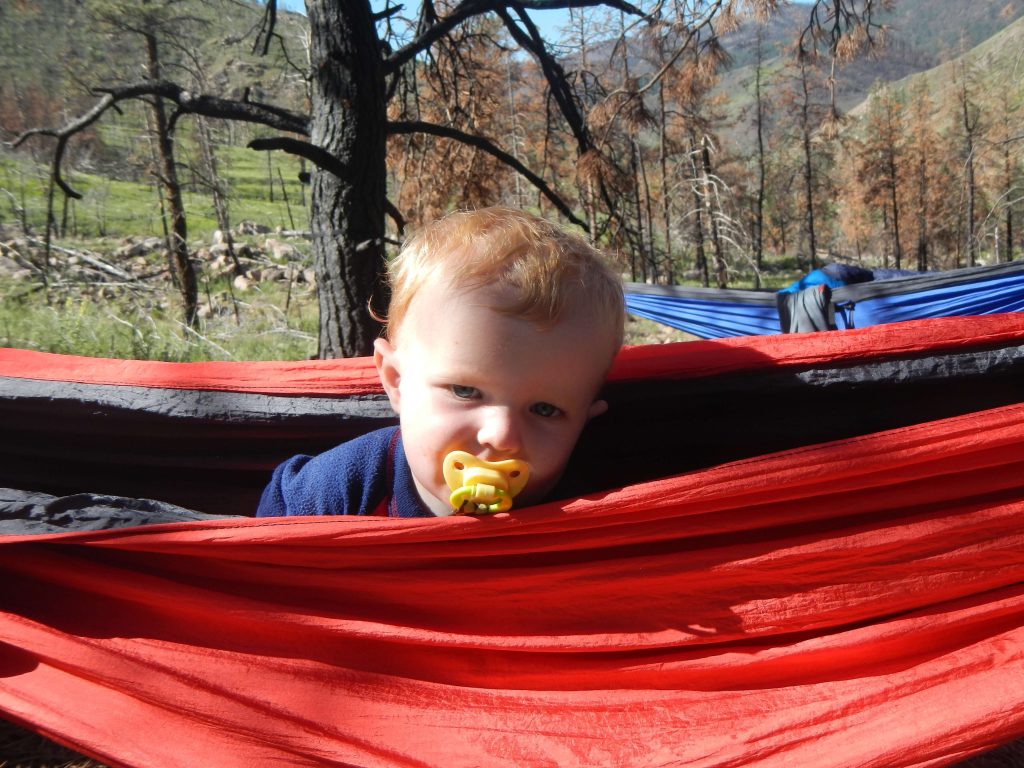 baby camping in hammock