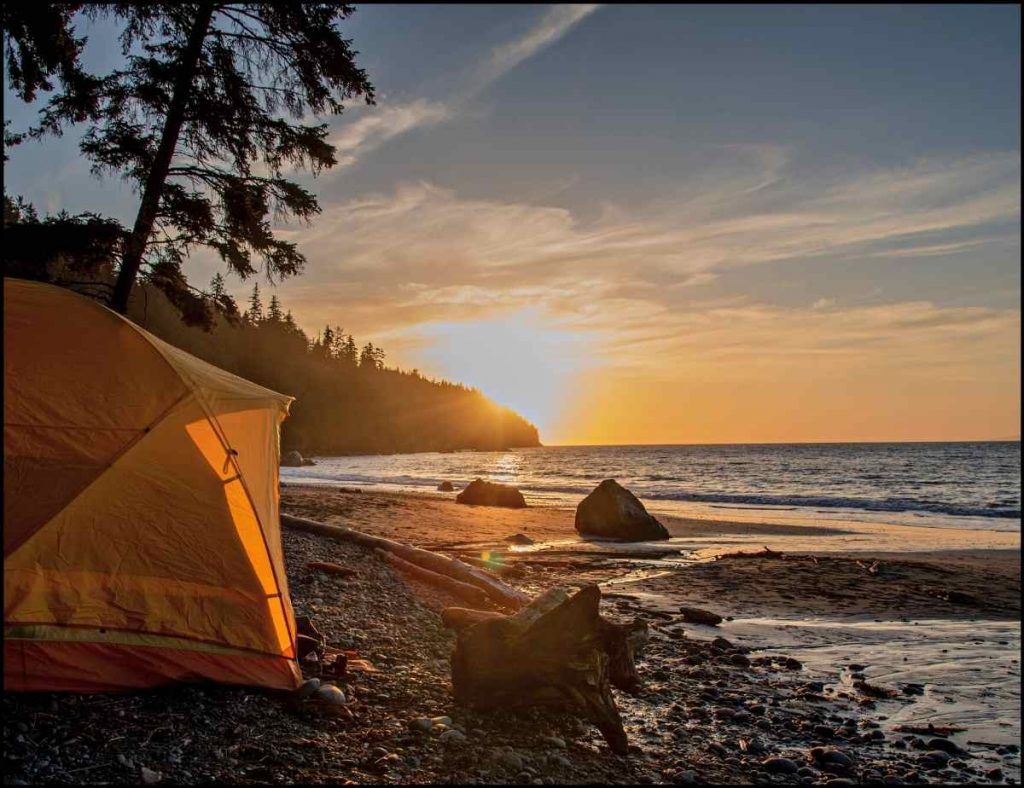 beach camping on shore