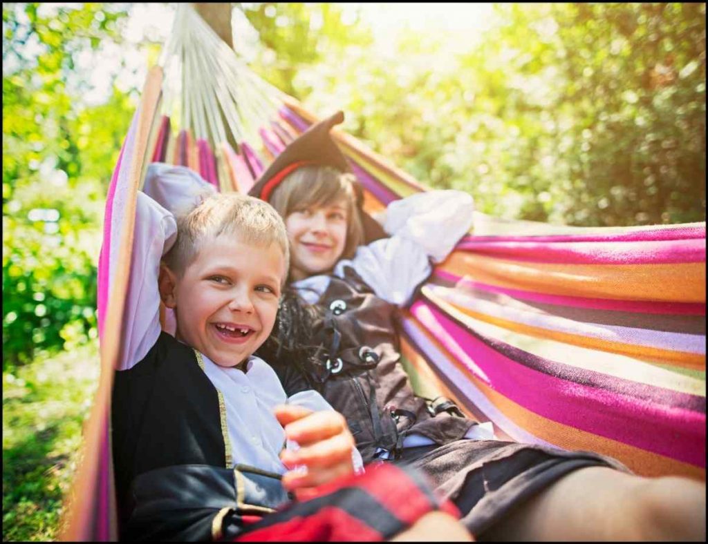 kids playing in a hammock